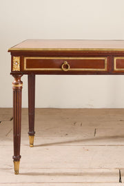 19th century French brass edged mahogany writing table
