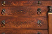 19th century French empire mahogany and fossil marble chest of drawers