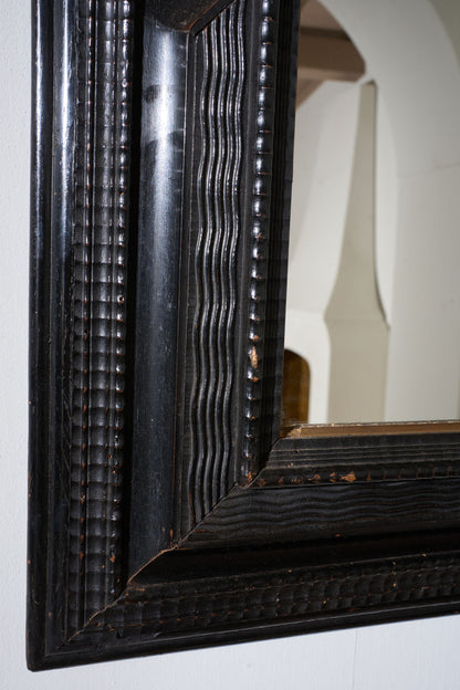 Large 19th century Italian Ebonised and faux tortoiseshell mirror
