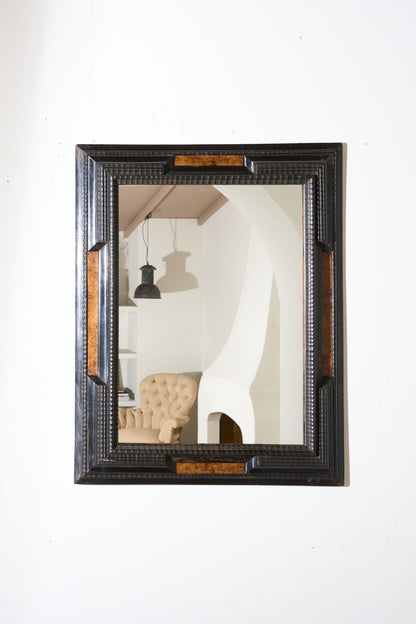19th century Ebonised and faux tortoiseshell Italian mirror - 1