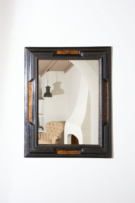 19th century Ebonised and faux tortoiseshell Italian mirror - 1