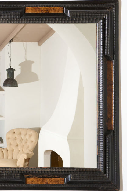 19th century Ebonised and faux tortoiseshell Italian mirror - 1