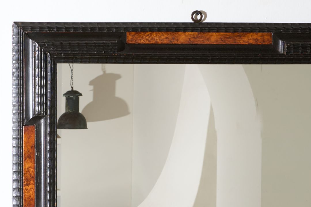 19th century Ebonised and Faux tortoiseshell Italian mirror - 2