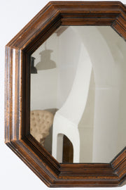 c.1900 Octagonal oak wall mirror - TallBoy Interiors