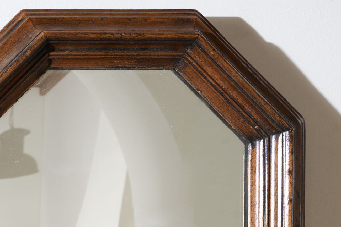 c.1900 Octagonal oak wall mirror