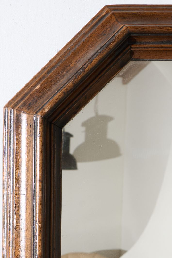 c.1900 Octagonal oak wall mirror
