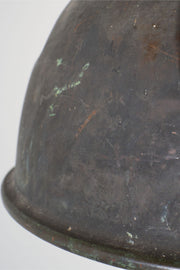 20th century patinated copper holophane pendant light