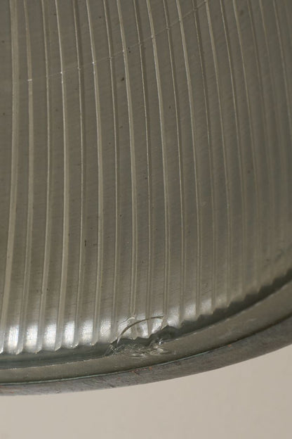 20th century patinated copper holophane pendant light