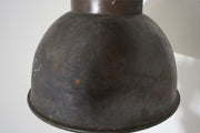 20th century patinated copper holophane pendant light