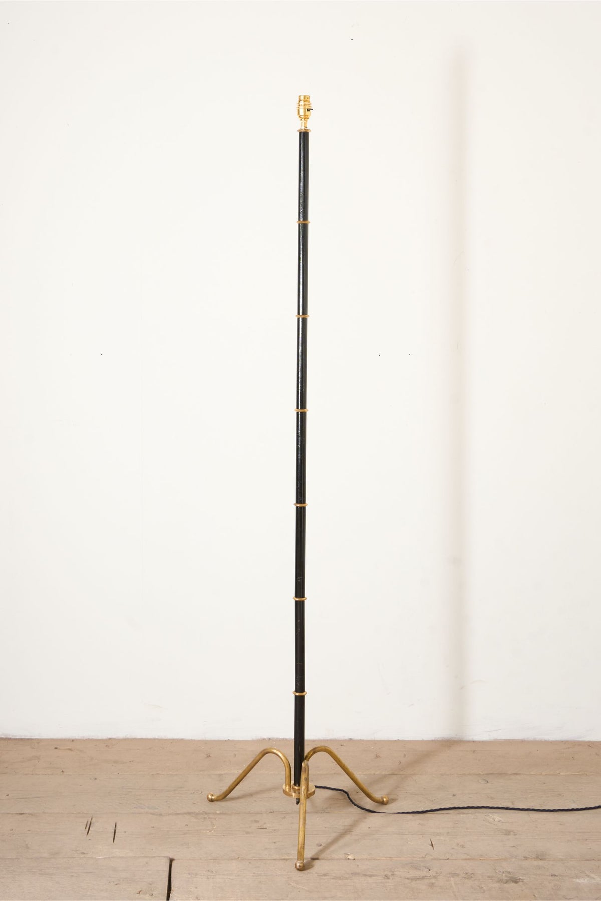 Mid 20th century black enamel and brass floor lamp - TallBoy Interiors