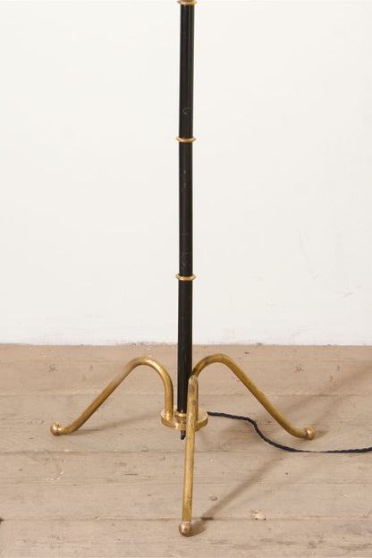 Mid 20th century black enamel and brass floor lamp