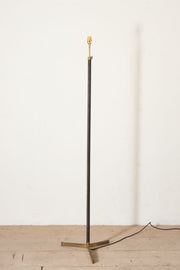 Mid 20th century Spanish black leather and brass floor lamp - TallBoy Interiors