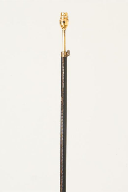 Mid 20th century Spanish black leather and brass floor lamp