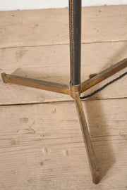 Mid 20th century Spanish black leather and brass floor lamp - TallBoy Interiors
