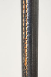 Mid 20th century Spanish black leather and brass floor lamp - TallBoy Interiors