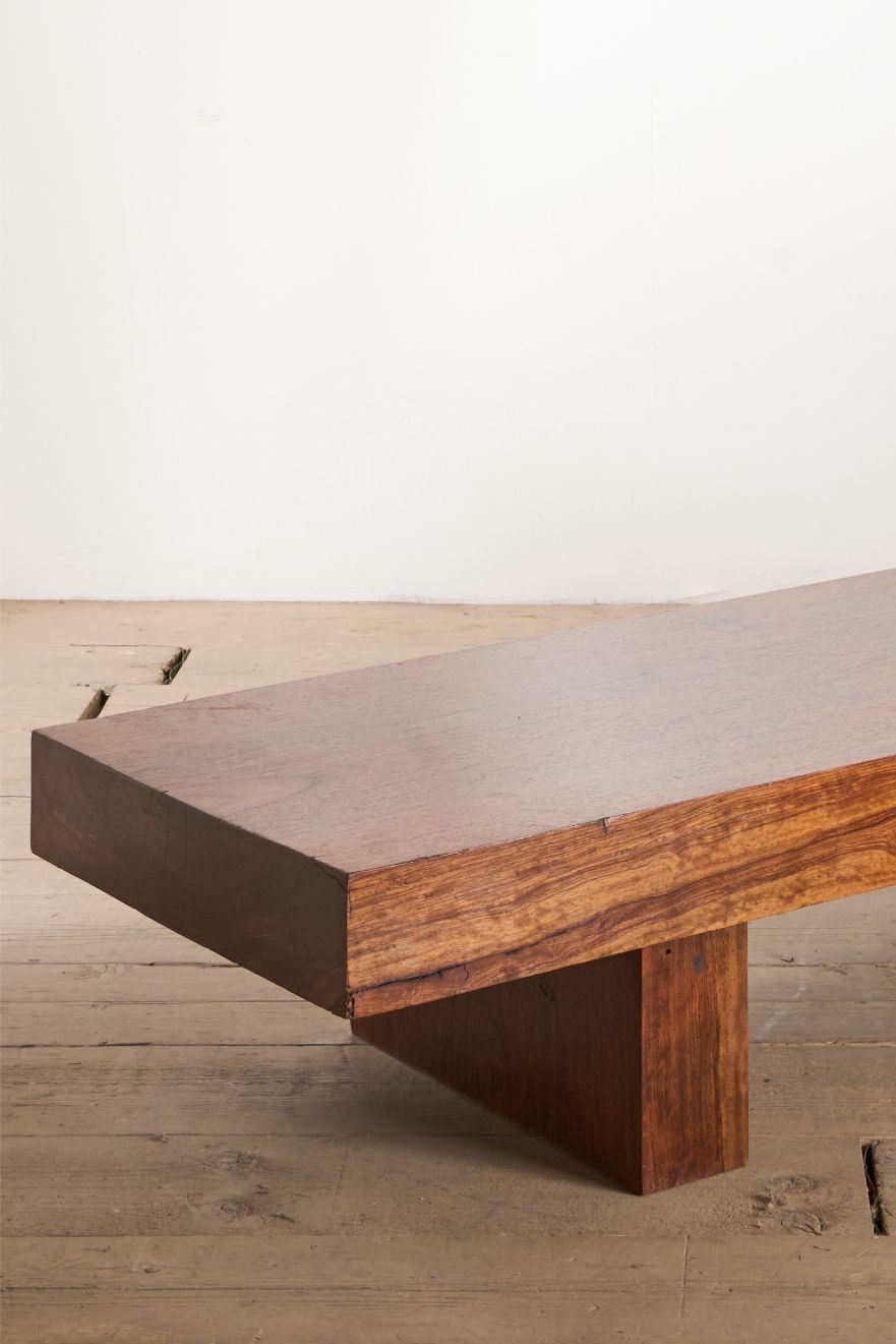 Mid century Solid teak slab coffee table