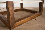 Large mid 20th century oak and polished stone coffee table - TallBoy Interiors