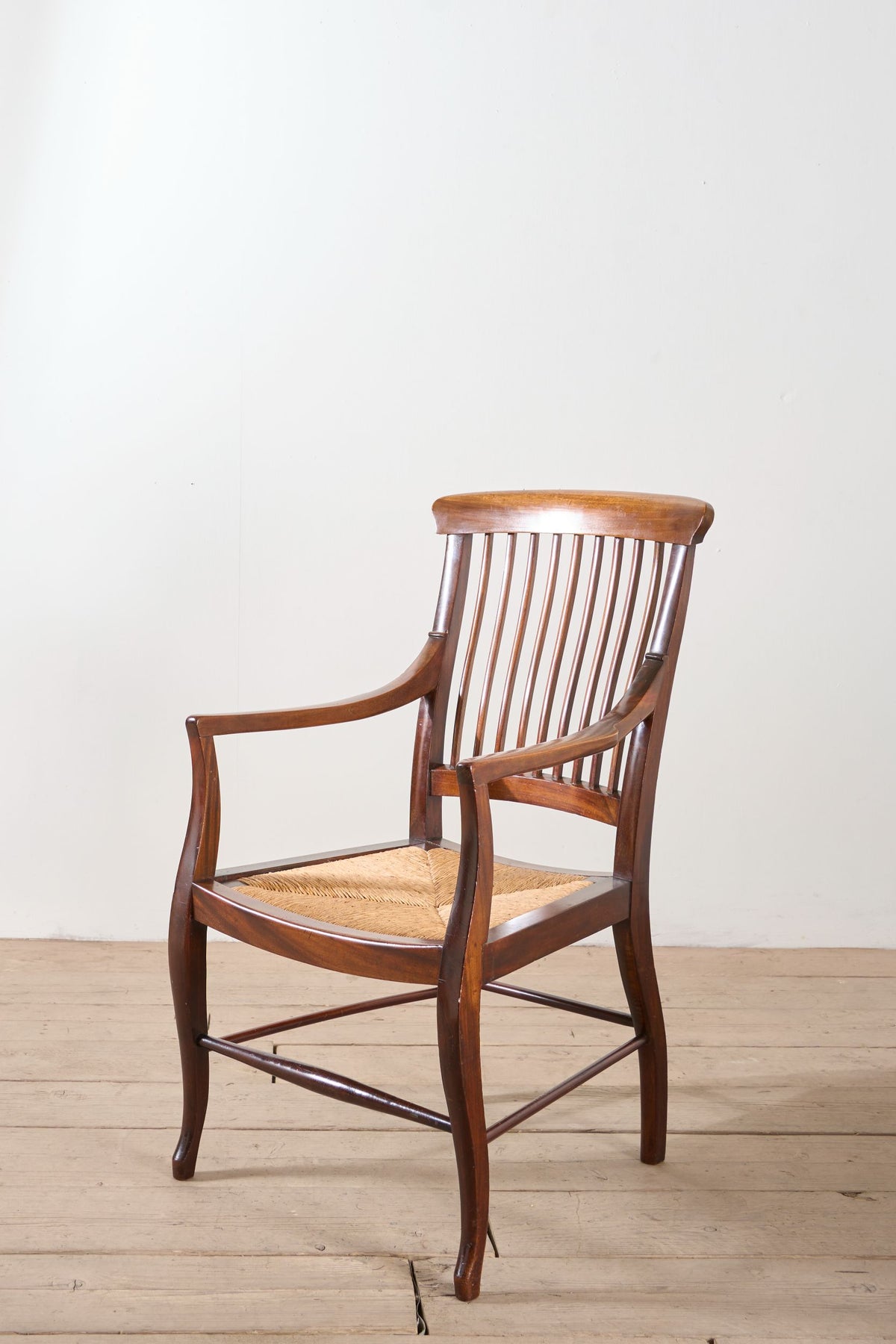 c.1900 Mahogany and rush seated library chair - TallBoy Interiors
