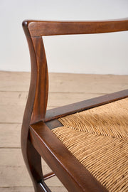 c.1900 Mahogany and rush seated library chair - TallBoy Interiors
