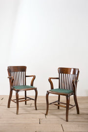 Pair of c.1920 oak desk chairs - TallBoy Interiors