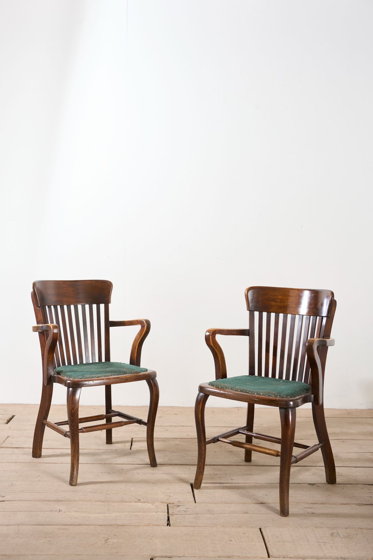 Pair of c.1920 oak desk chairs - TallBoy Interiors