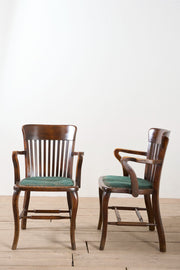 Pair of c.1920 oak desk chairs - TallBoy Interiors