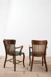 Pair of c.1920 oak desk chairs - TallBoy Interiors