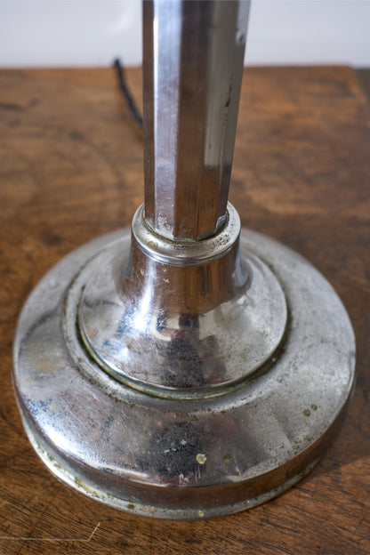 Art Deco Chrome desk lamp with frosted shade