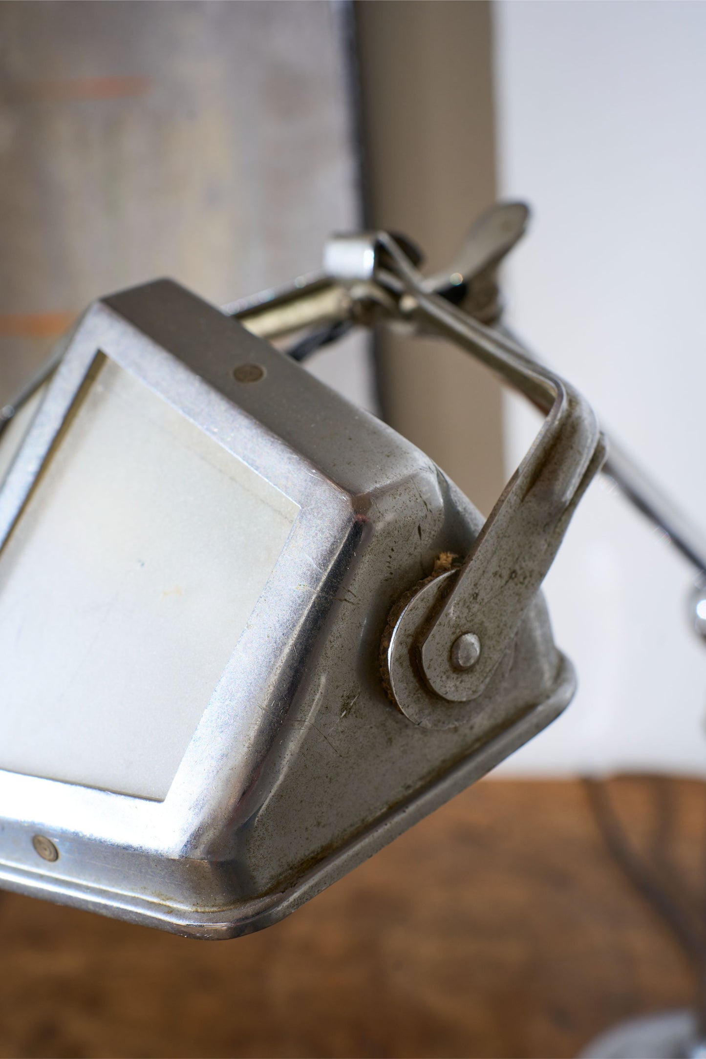 Art Deco Chrome desk lamp with frosted shade