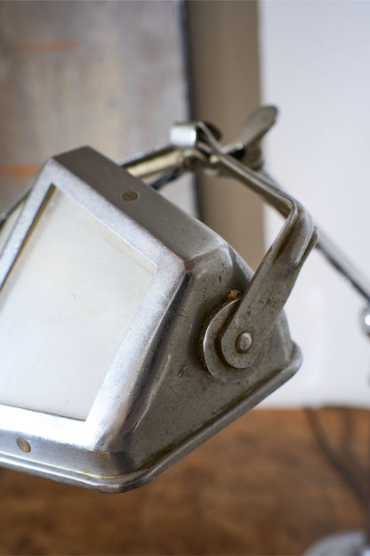 Art Deco Chrome desk lamp with frosted shade