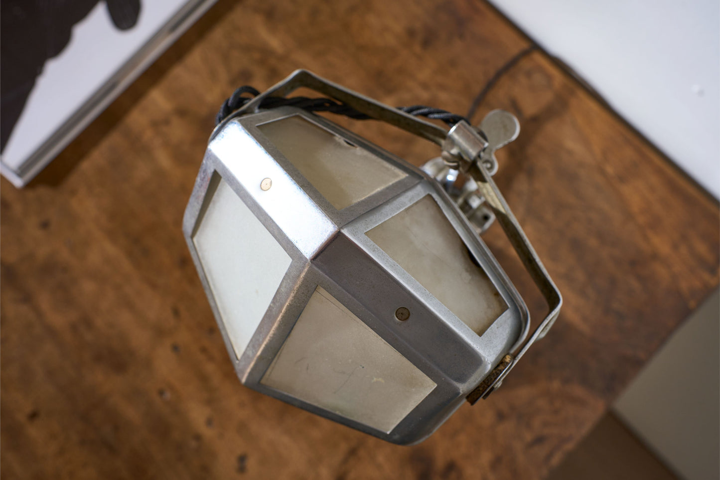Art Deco Chrome desk lamp with frosted shade