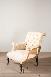 Napoleon III Buttoned scroll back armchair - TallBoy Interiors