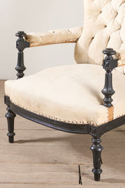 Napoleon III buttoned back open armchair - TallBoy Interiors