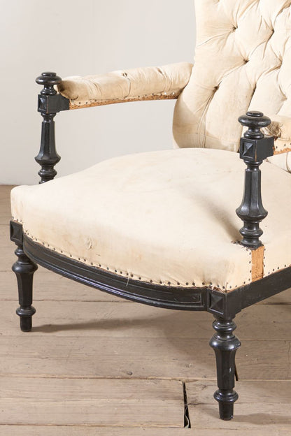 Napoleon III buttoned back open armchair