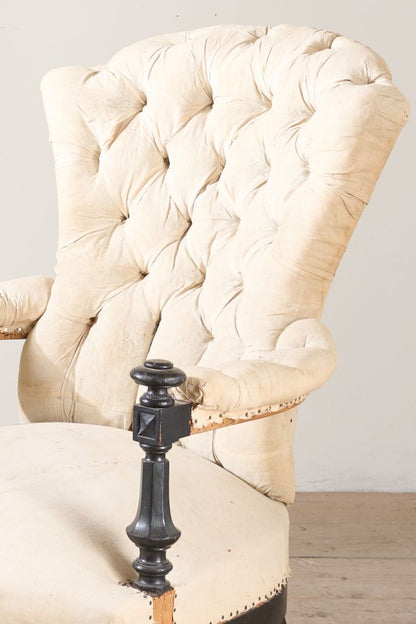 Napoleon III buttoned back open armchair