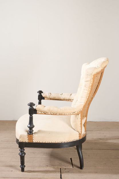 Napoleon III buttoned back open armchair