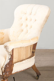 Early Victorian buttoned back country house armchair - TallBoy Interiors