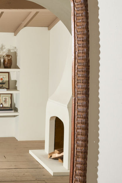 Large Vintage Italian Wicker wall mirror - Brown