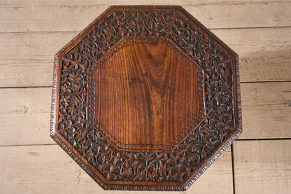 19th century Carved Padauk Anglo-Indian side table - smaller