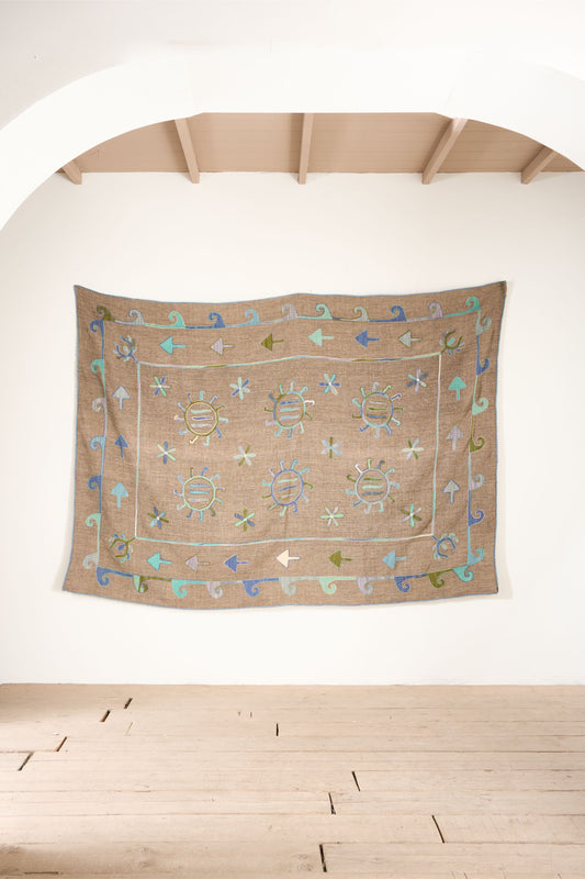 Large 20th century Embroidered Uzbek Rug / Wall covering