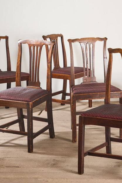 Set of 9 country dining chairs in Oak and Elm