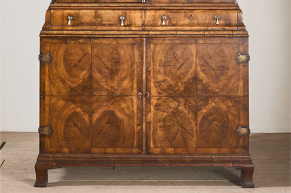 19th century George I style double arched walnut cabinet