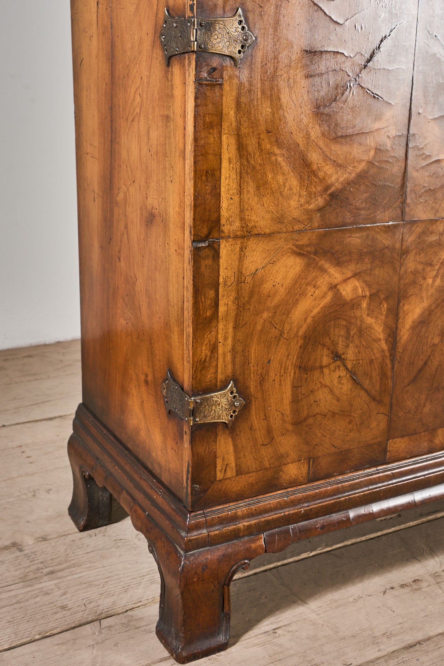 19th century George I style double arched walnut cabinet
