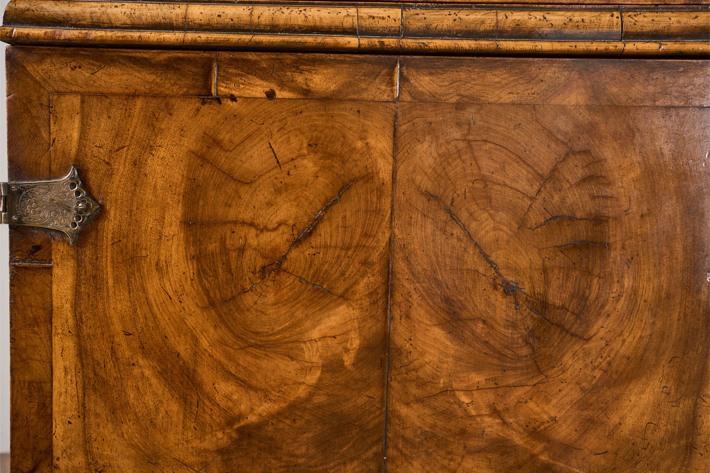 19th century George I style double arched walnut cabinet