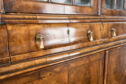19th century George I style double arched walnut cabinet