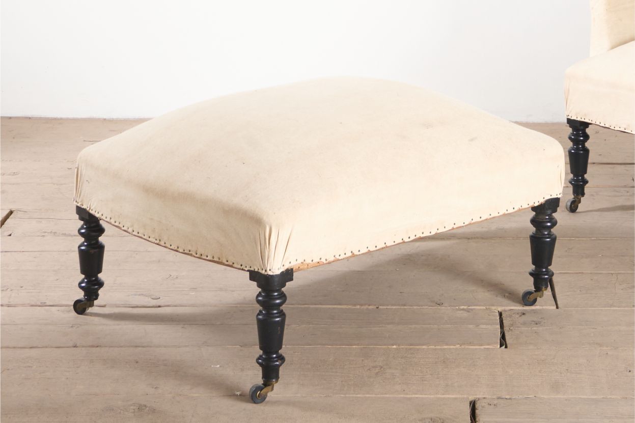 Napoleon III Square back armchair with matching footstool