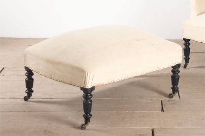 Napoleon III Square back armchair with matching footstool