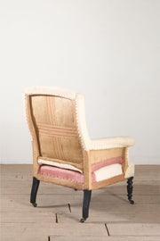 Napoleon III Square back armchair with matching footstool - TallBoy Interiors