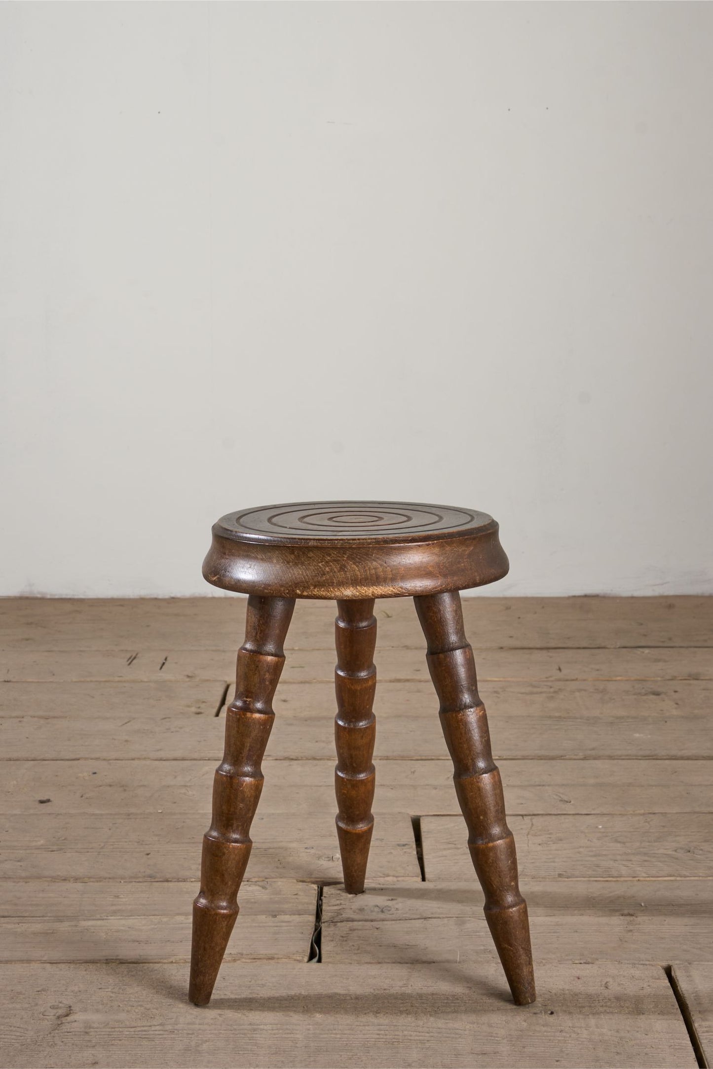 Mid century turned leg wooden stool side table