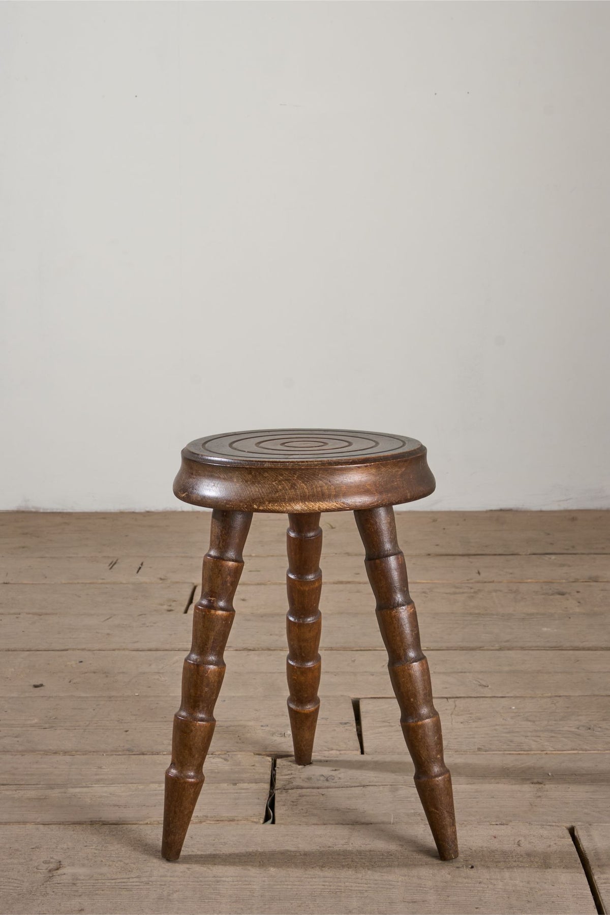 Mid century turned leg wooden stool side table - TallBoy Interiors